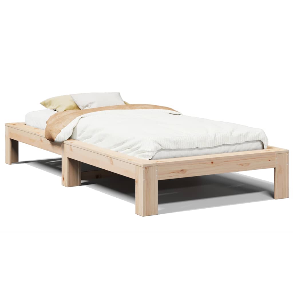 Vetonek Estructura de cama sin colchón madera maciza de pino 90x190 cm