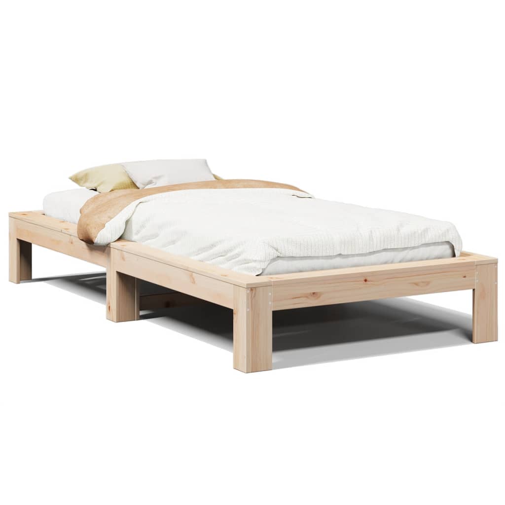 Vetonek Estructura de cama sin colchón madera maciza pino 75x190 cm