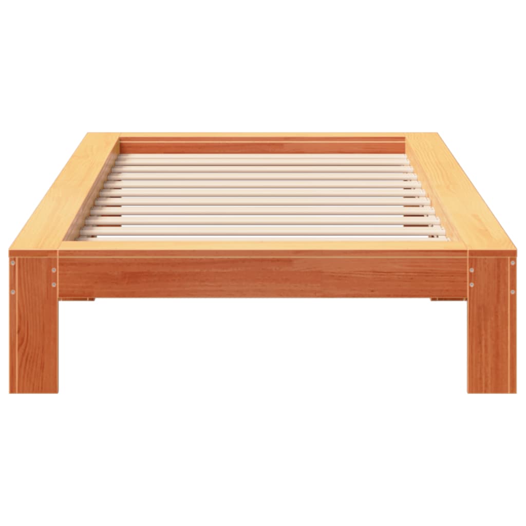 Estructura de cama sin colchón madera maciza marrón 75x190 cm v9697 - Vetonek