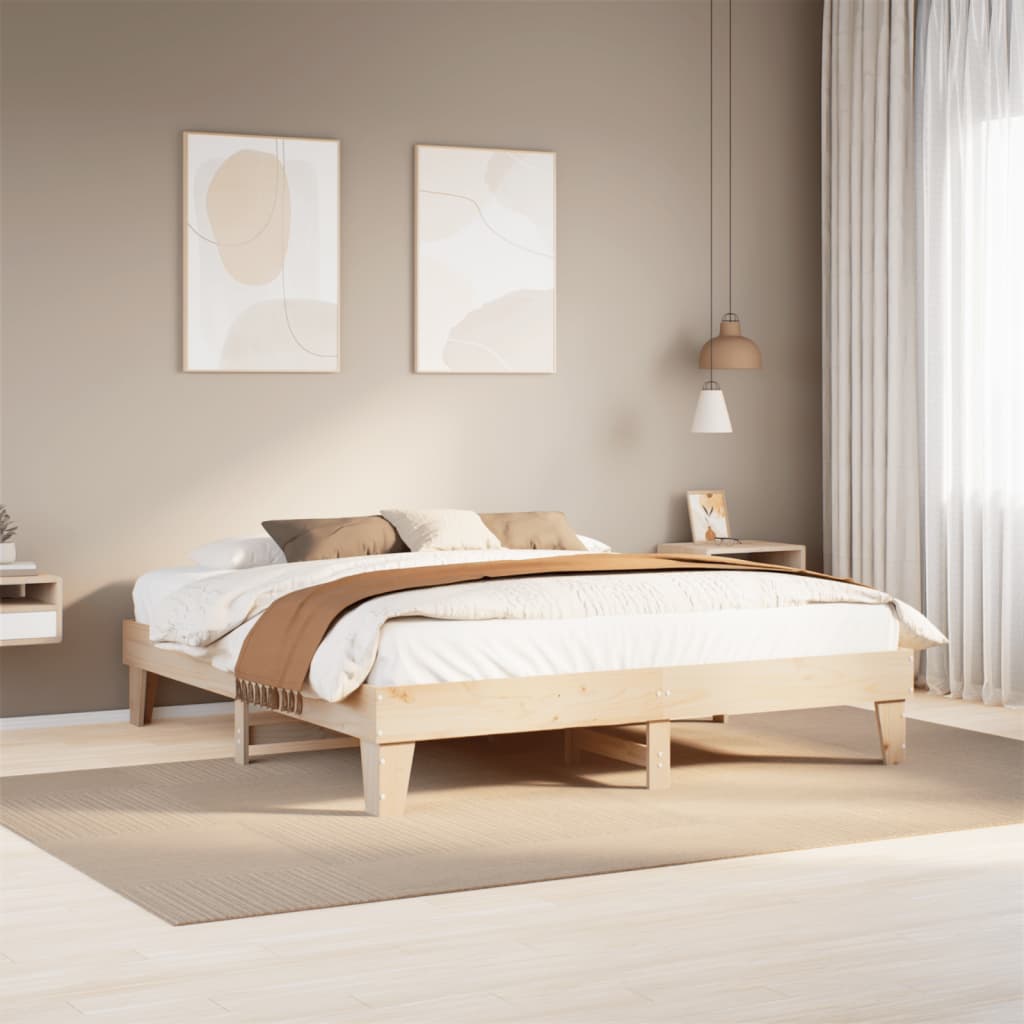 Vetonek Estructura de cama sin colchón madera maciza de pino 200x200 cm