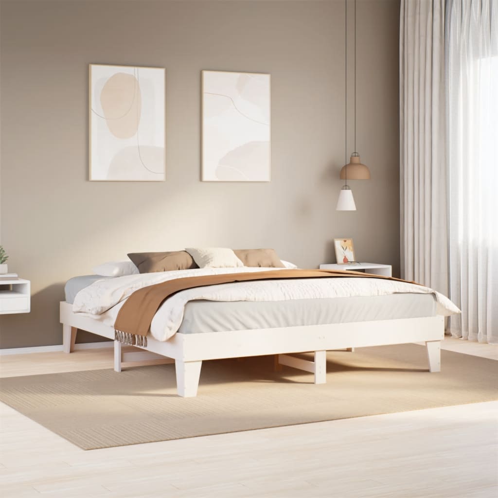 Vetonek Estructura de cama sin colchón madera maciza blanca 200x200 cm