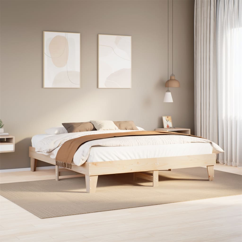 Vetonek Estructura de cama sin colchón madera maciza de pino 180x200 cm