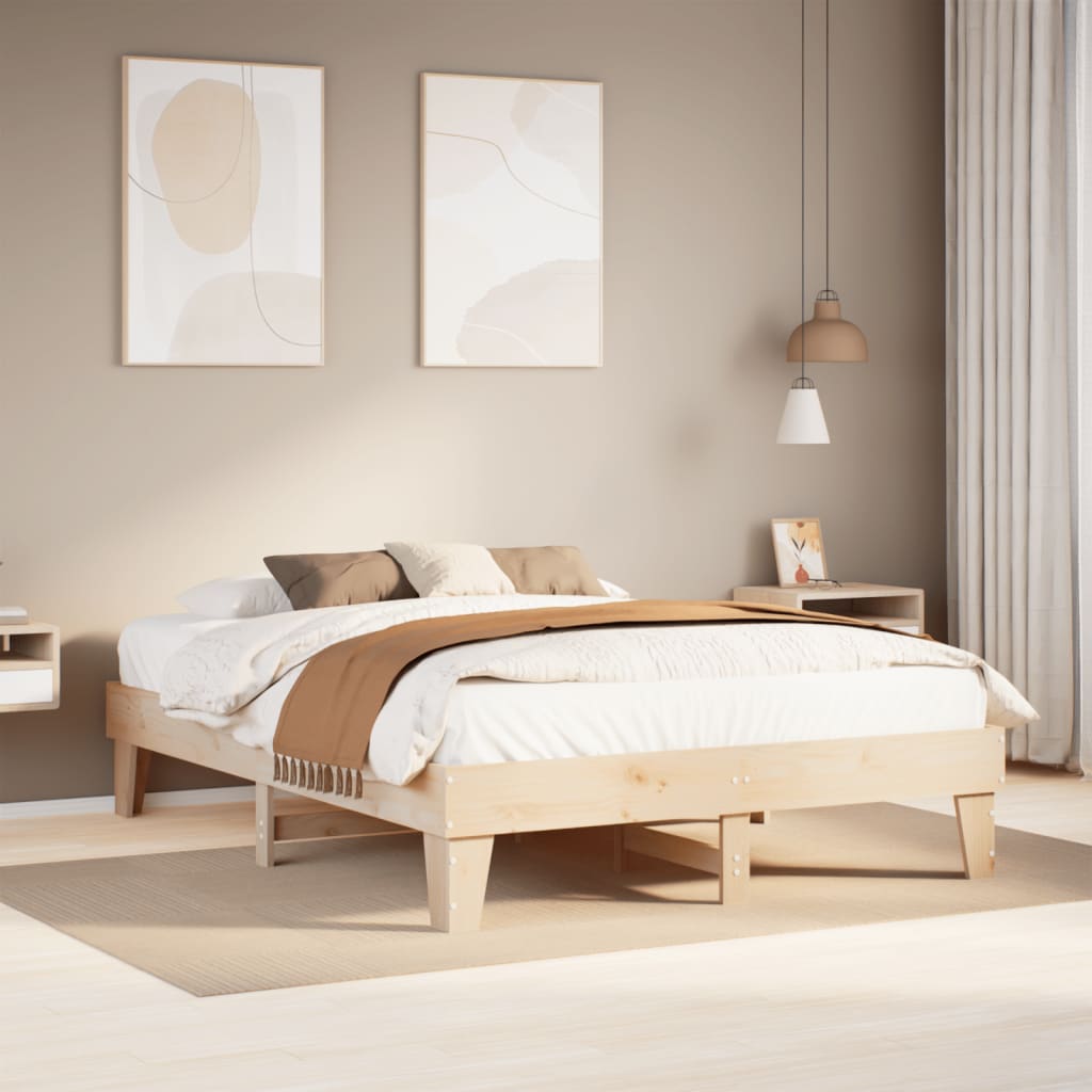 Vetonek Estructura de cama sin colchón madera de pino blanca 140x200 cm