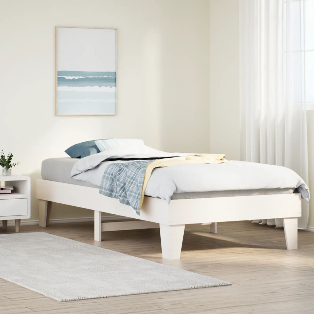 Vetonek Estructura cama sin colchón madera maciza pino blanca 100x200cm