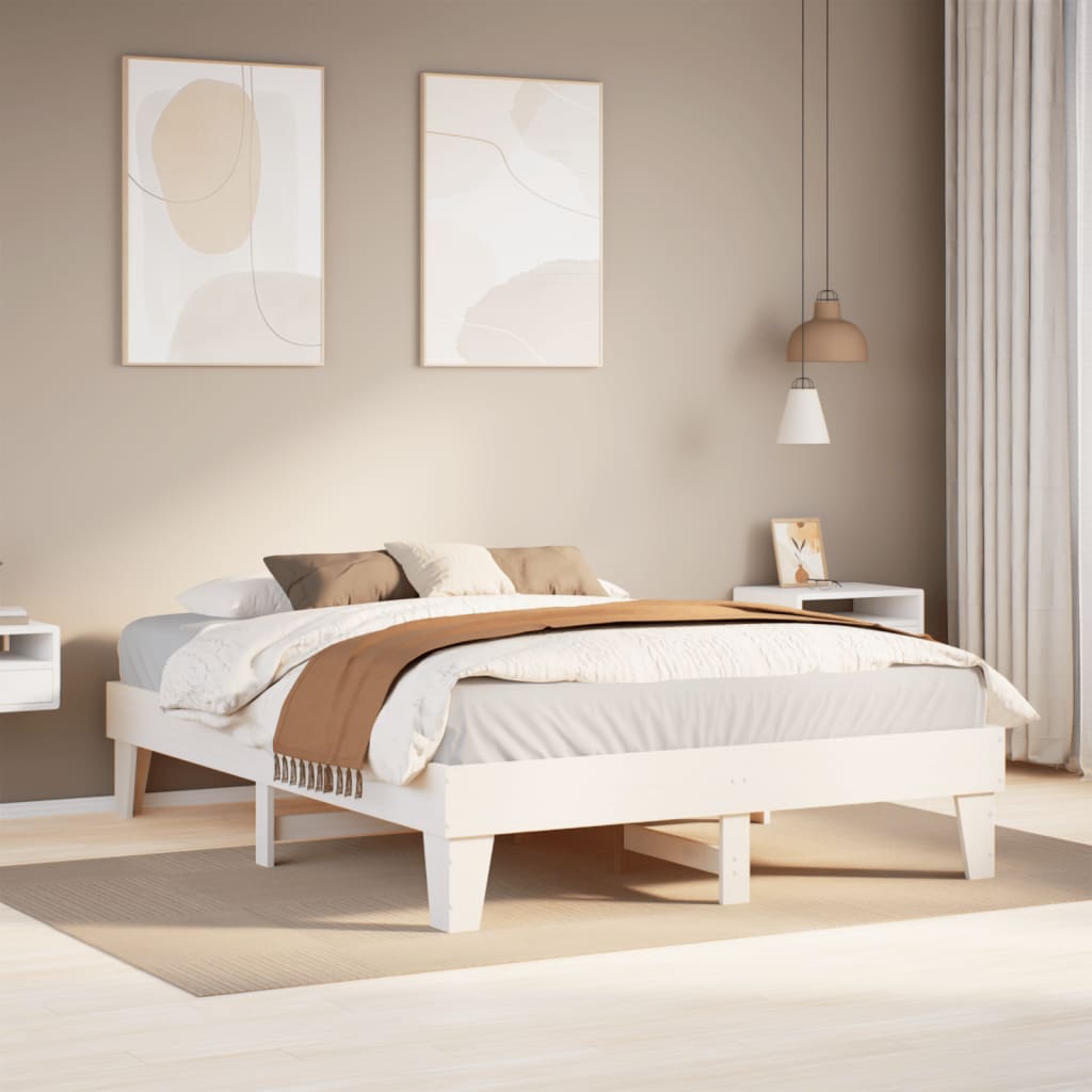 Vetonek Estructura de cama sin colchón madera de pino blanca 140x190 cm