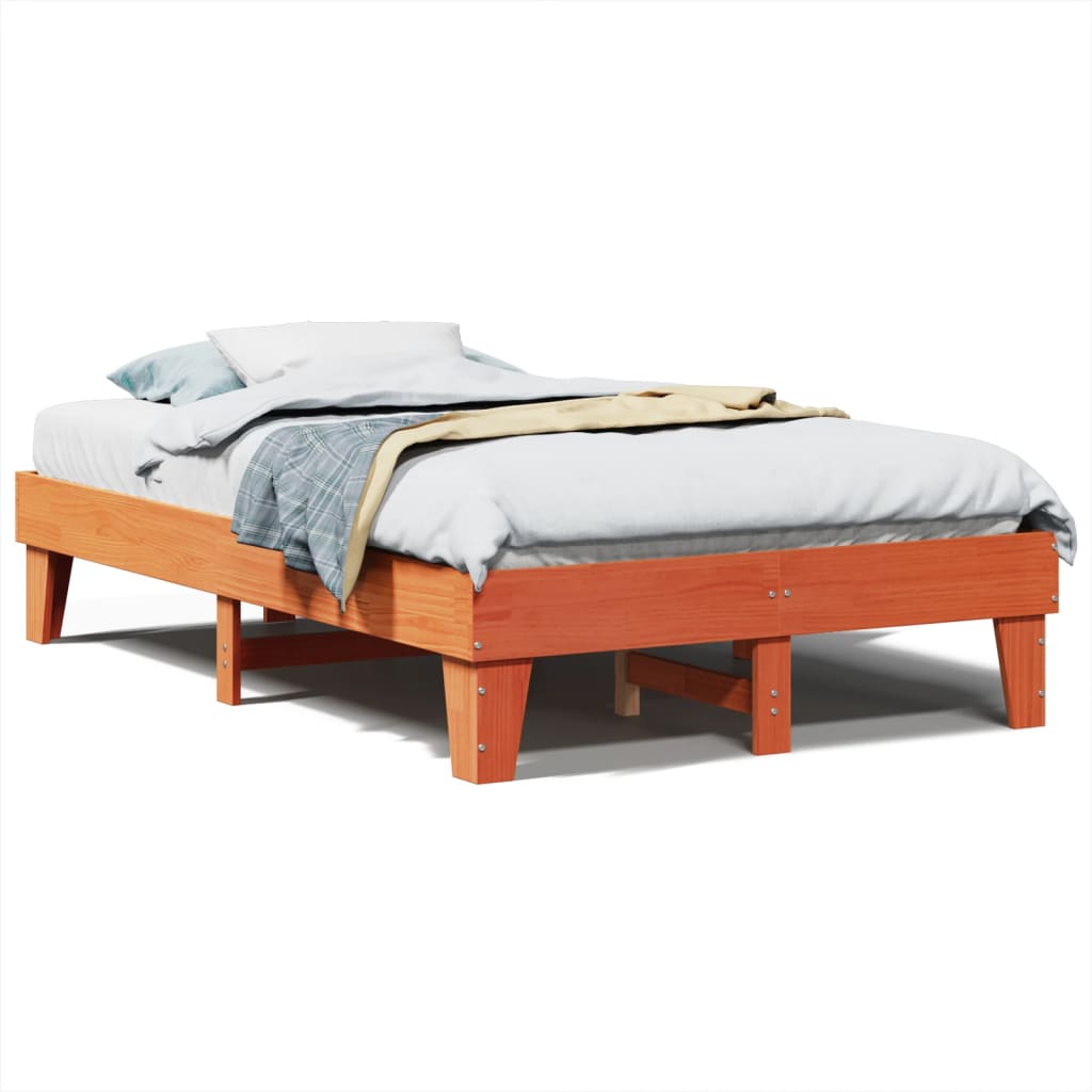 Vetonek Cadre de lit sans matelas bois massif marron 135x190 cm