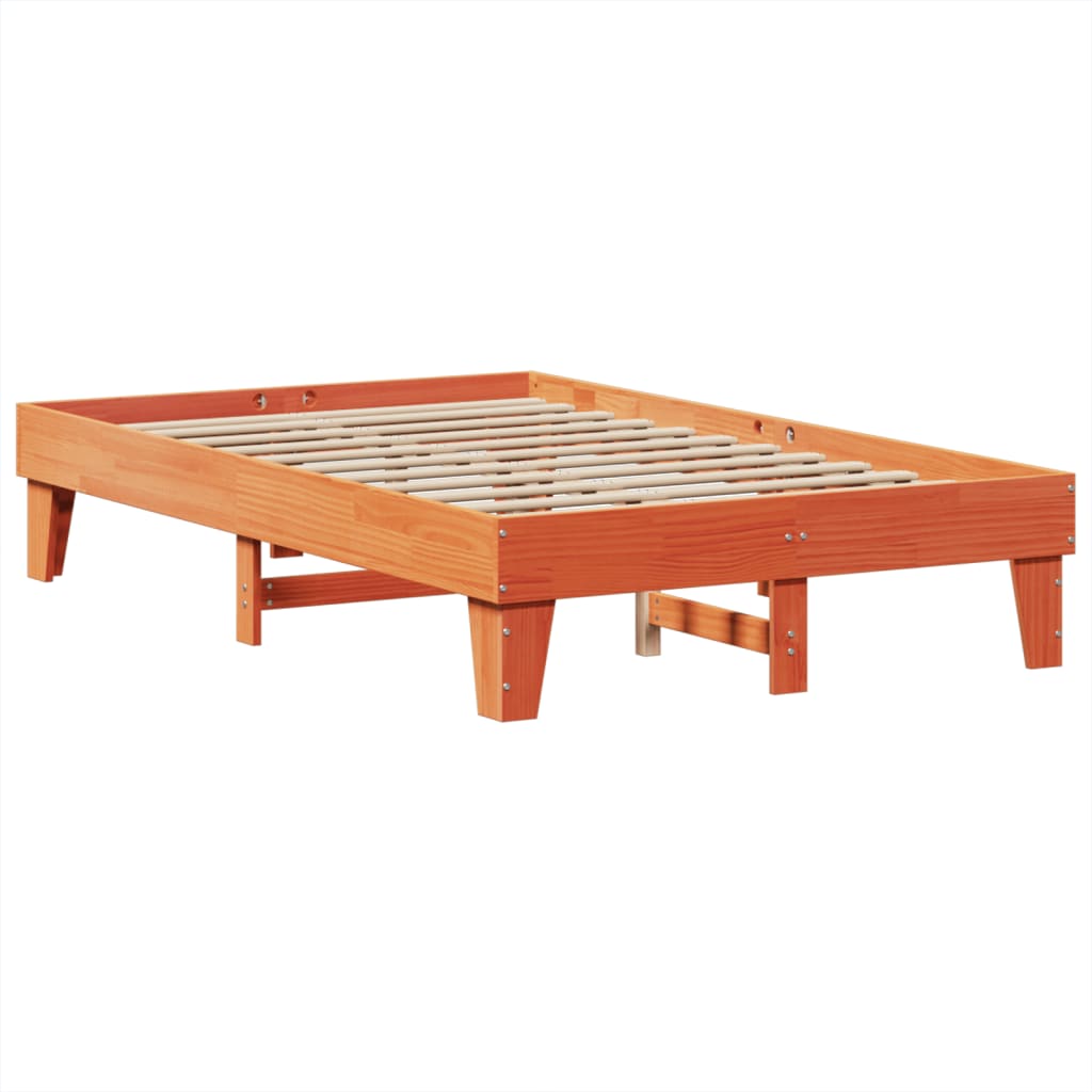 Estructura de cama sin colchón madera maciza marrón 135x190 cm v9994 - Vetonek