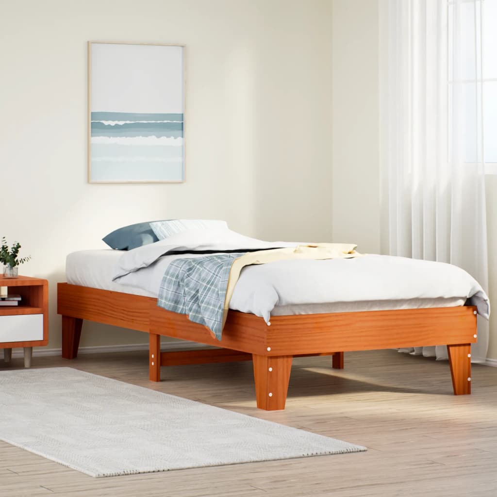 Estructura de cama sin colchón madera maciza marrón 90x190 cm v0051 Vetonek