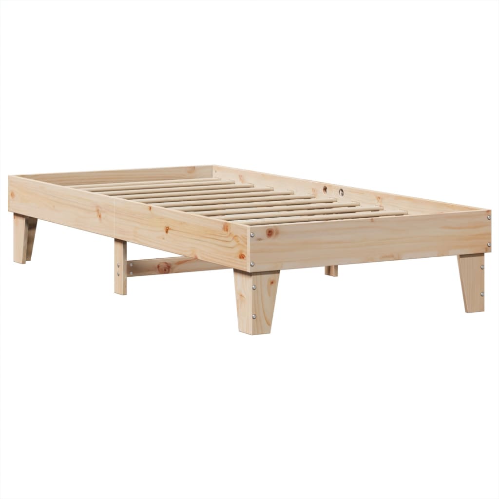 Estructura de cama sin colchón madera maciza pino 75x190 cm v0068 - Vetonek
