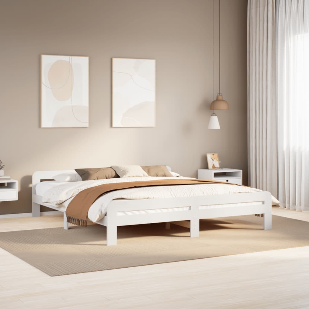 Vetonek Estructura de cama sin colchón madera maciza blanca 200x200 cm