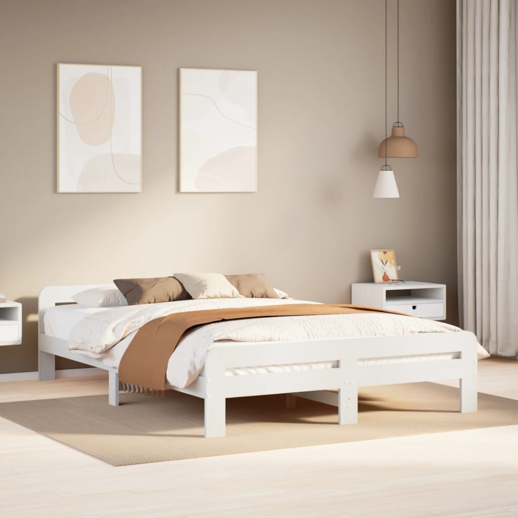 Vetonek Estructura de cama sin colchón madera de pino blanca 150x200 cm