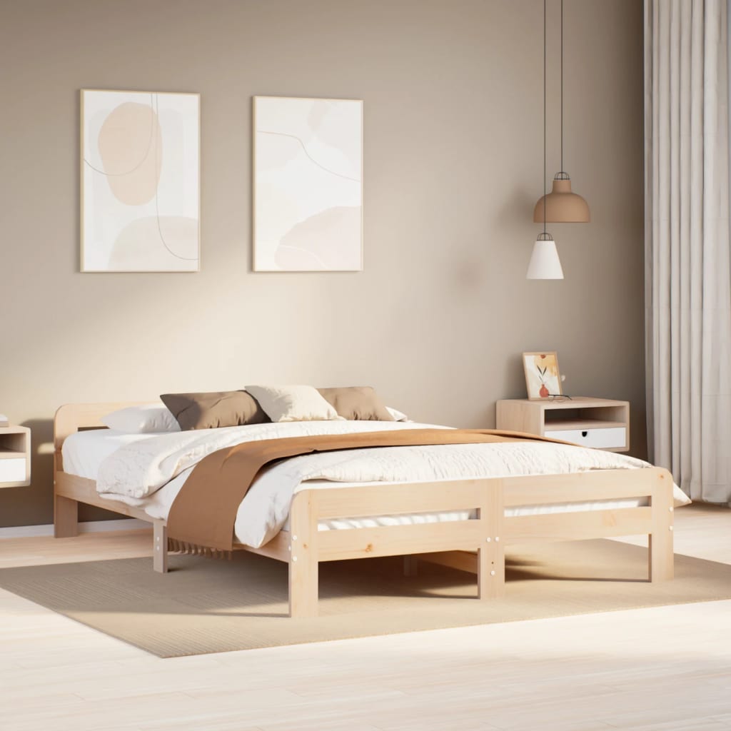 Vetonek Estructura de cama sin colchón madera de pino blanca 140x200 cm