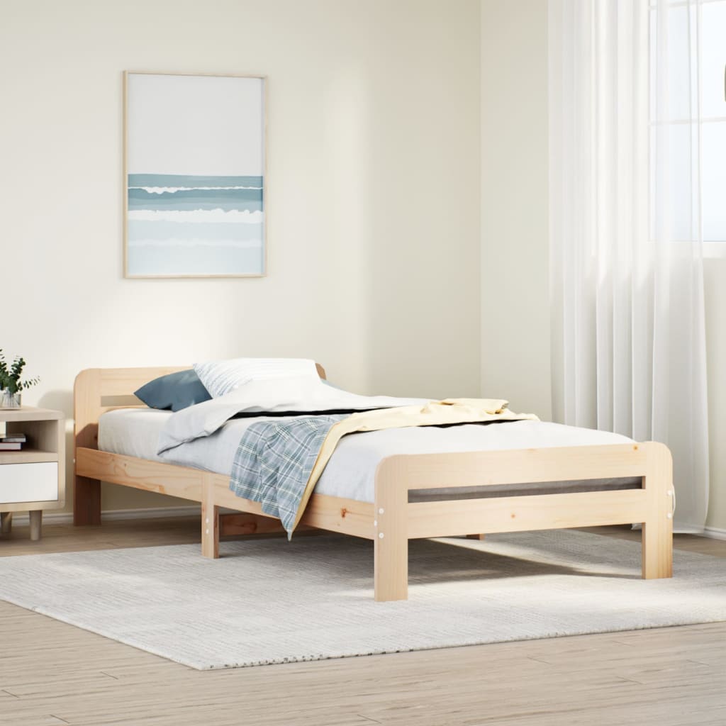 Estructura de cama sin colchón madera maciza de pino 90x200 cm v1089 Vetonek