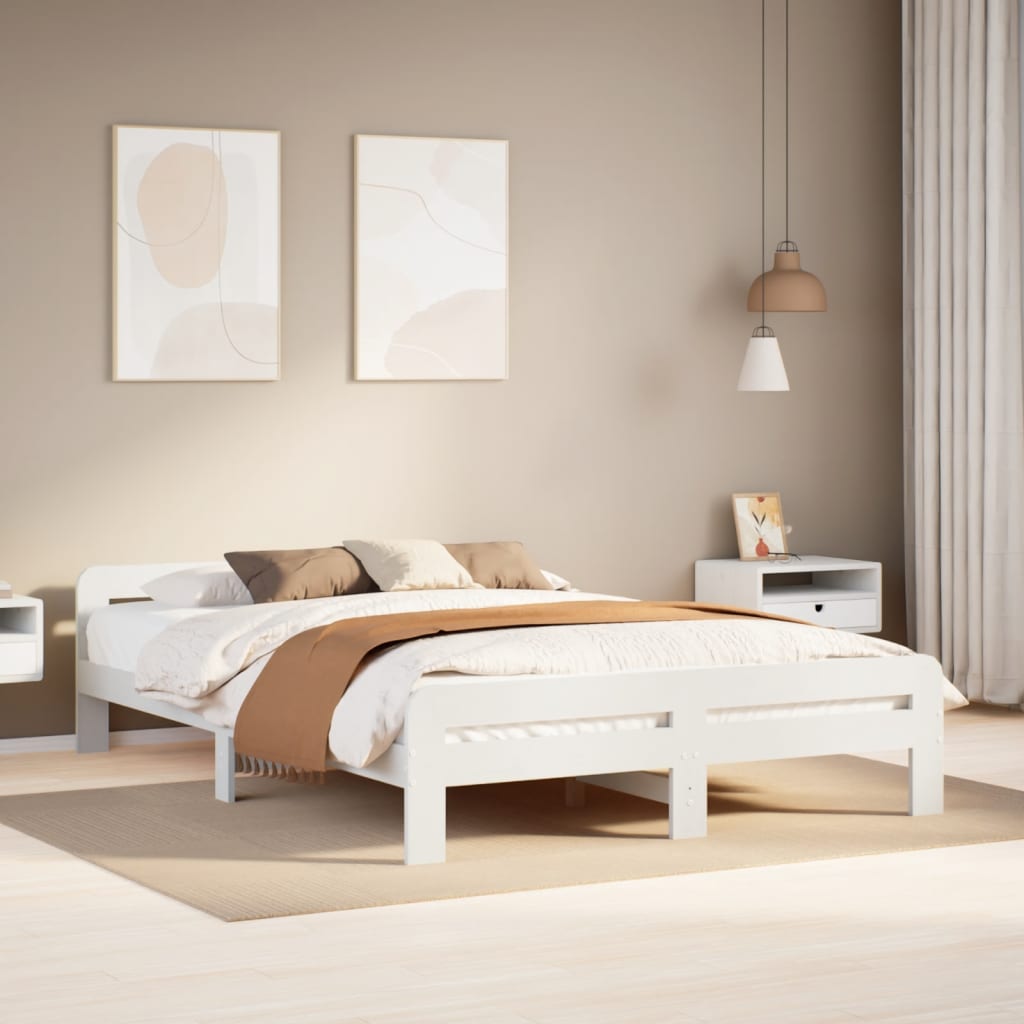 Vetonek Estructura de cama sin colchón madera de pino blanca 140x190 cm