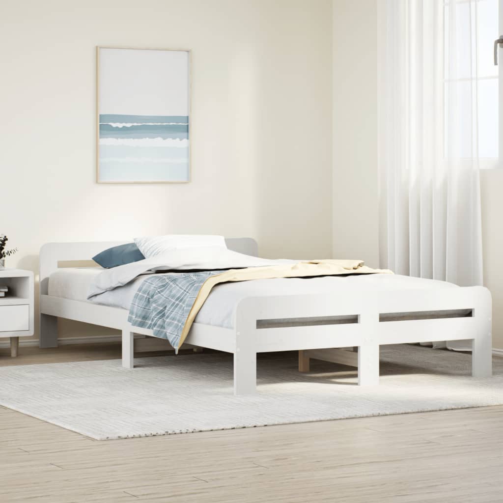 Vetonek Estructura de cama sin colchón madera de pino blanco 135x190 cm