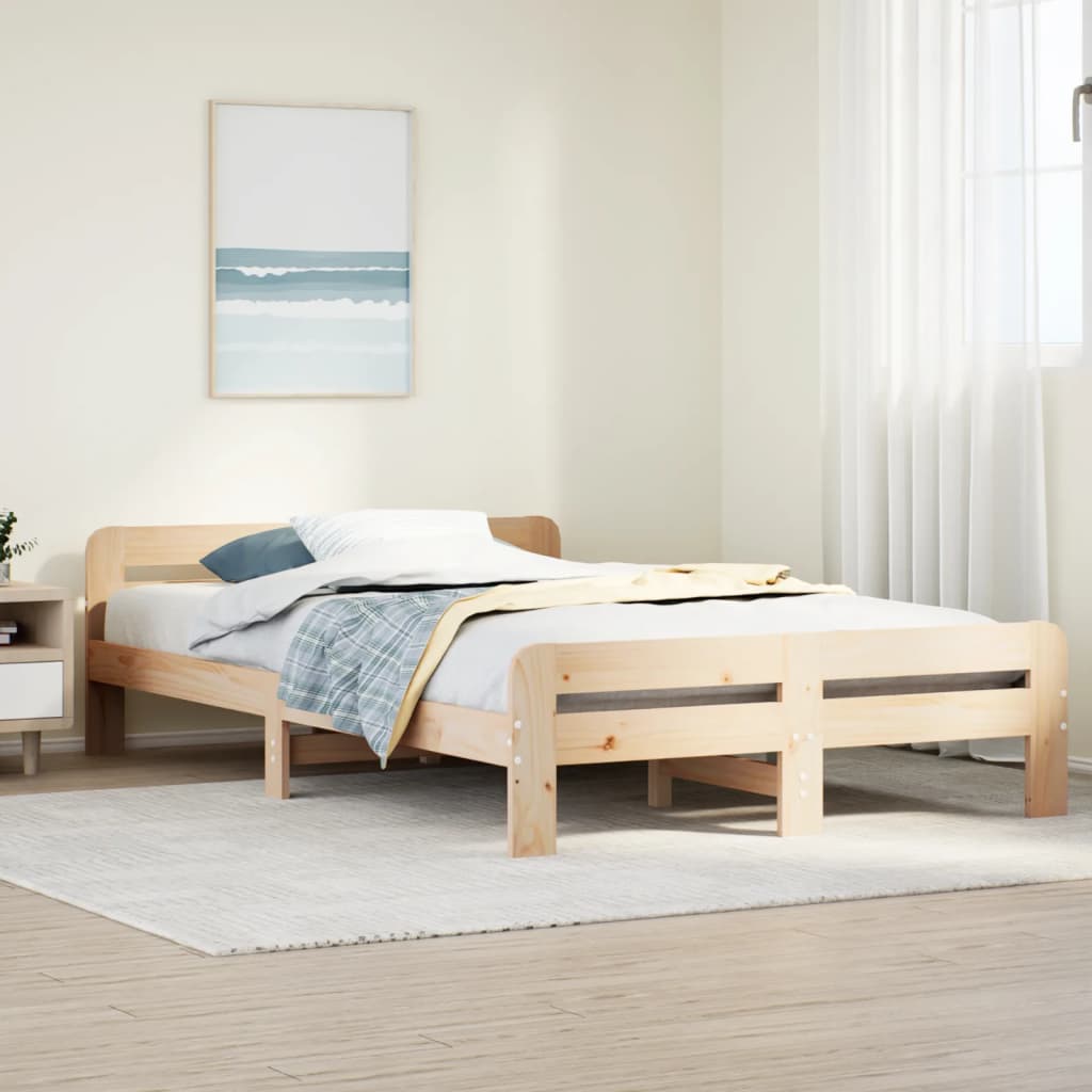 Vetonek Estructura de cama sin colchón madera maciza de pino 120x190 cm