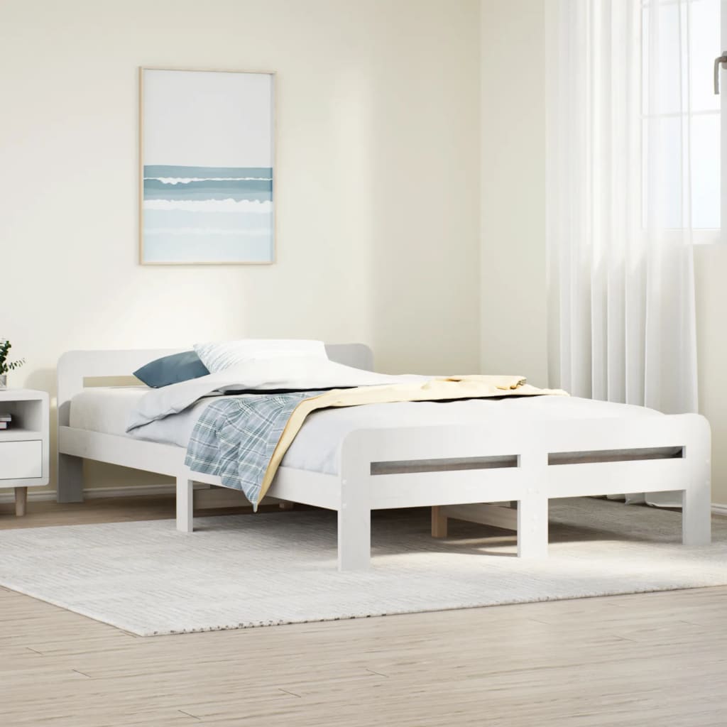 Vetonek Estructura de cama sin colchón madera maciza blanca 120x190 cm