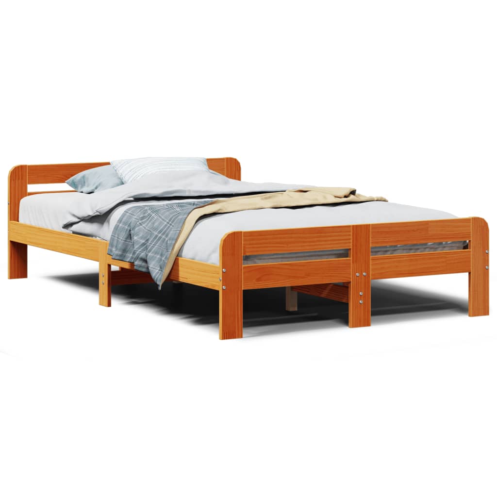 Vetonek Estructura de cama sin colchón madera maciza marrón 120x190 cm