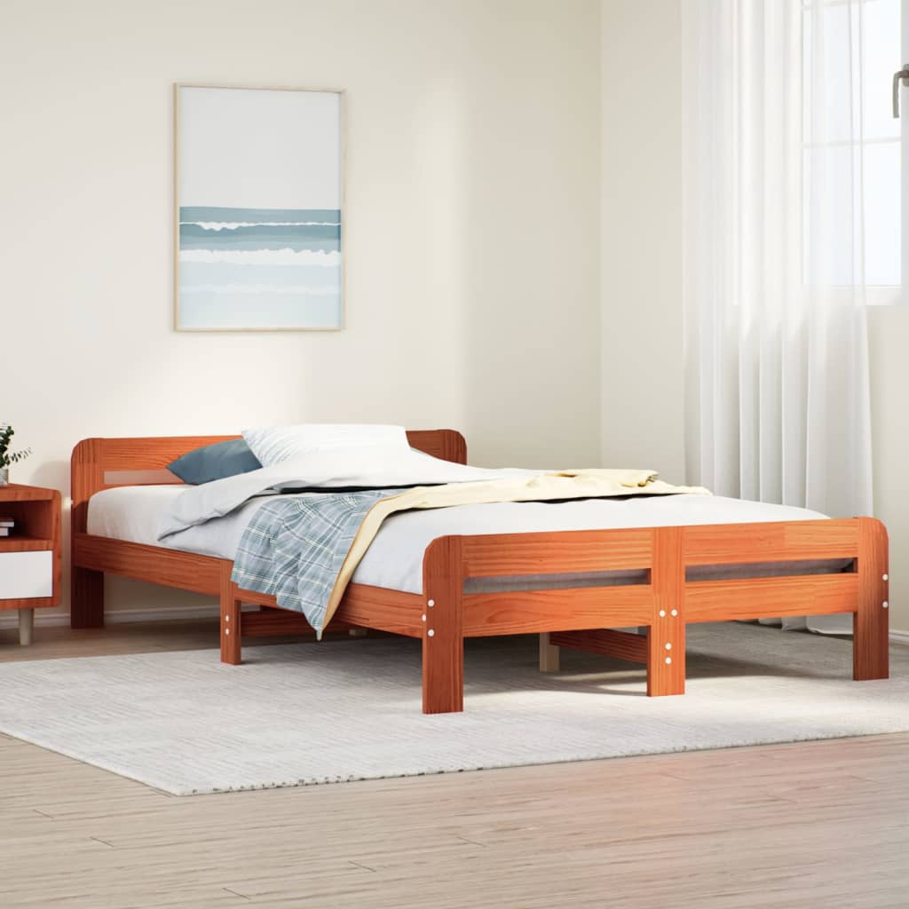 Estructura de cama sin colchón madera maciza marrón 120x190 cm v1195 Vetonek