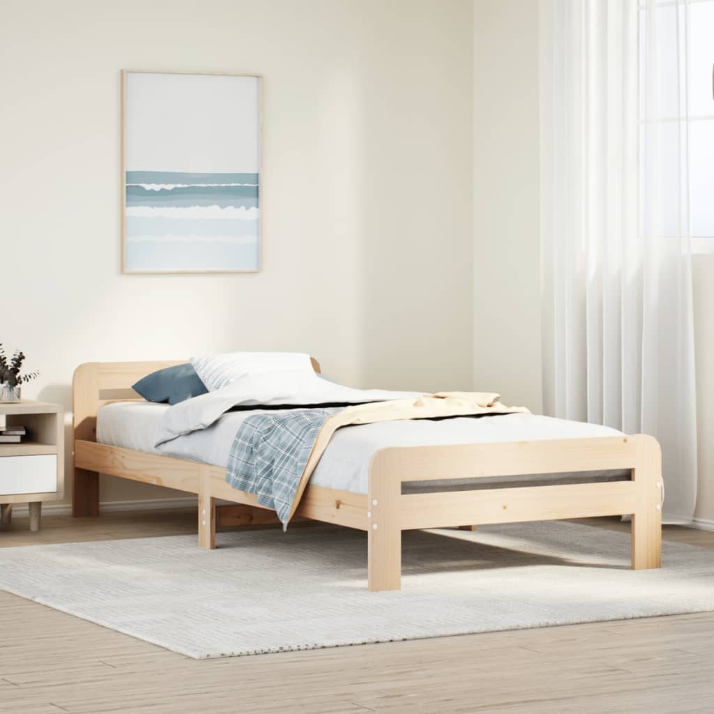 Vetonek Estructura de cama sin colchón madera maciza de pino 90x190 cm