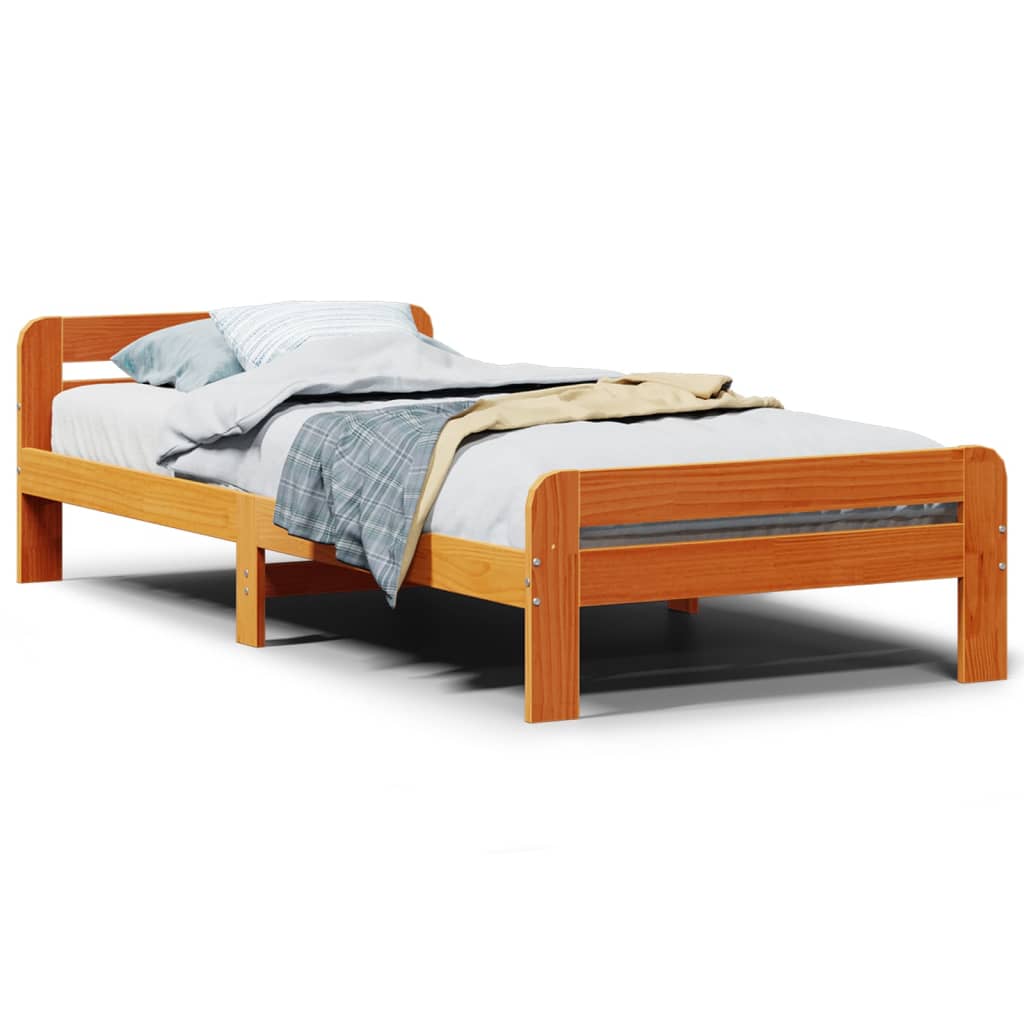 Vetonek Estructura de cama sin colchón madera maciza marrón 90x190 cm