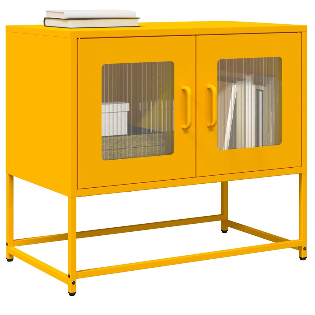 Vetonek Mueble TV acero laminado en frío amarillo mostaza 68x39x60,5 cm