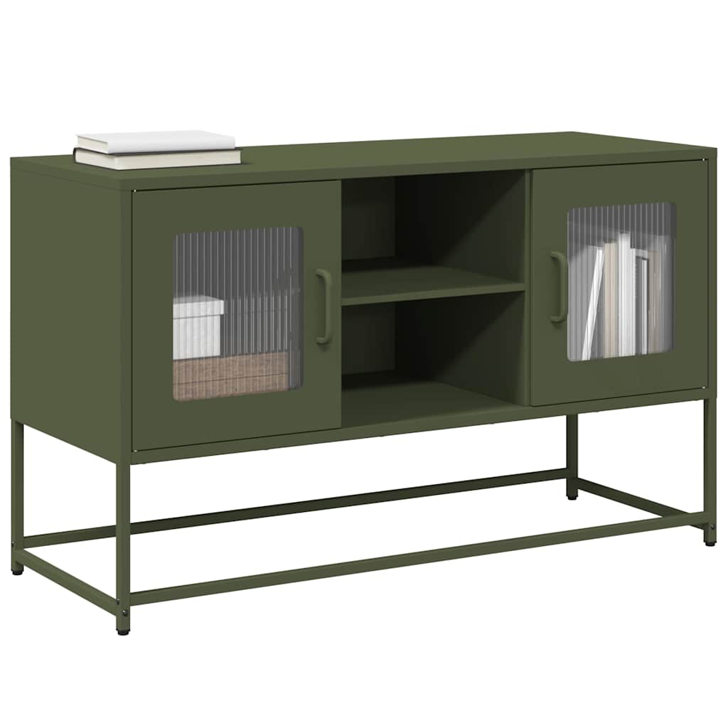 Vetonek Mueble para TV de acero verde oliva 100,5x39x60,5 cm