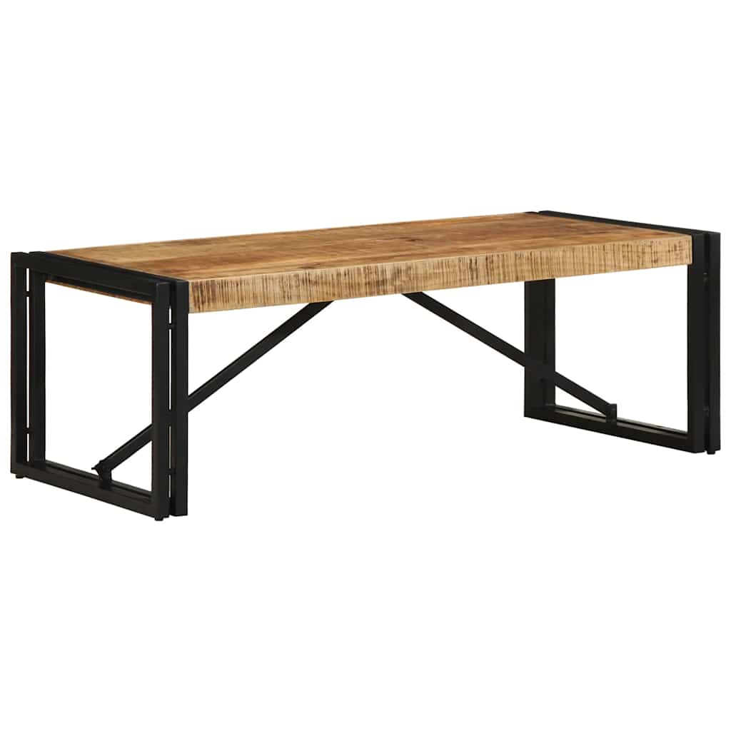 Vetonek Mesa de centro de madera maciza de mango rugosa 100x50x35 cm