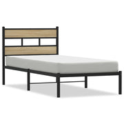 Vetonek Estructura de cama sin colchón metal roble Sonoma 90x190 cm