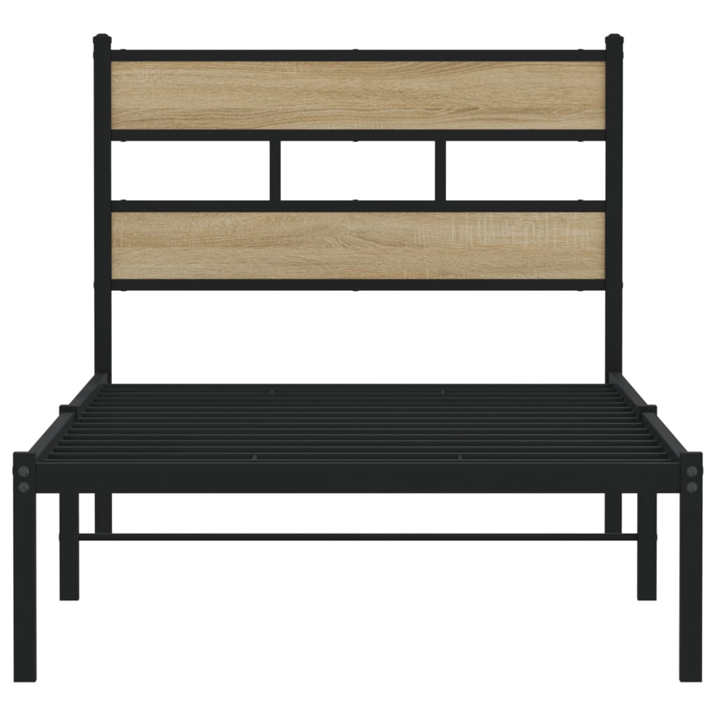 Estructura de cama sin colchón metal roble Sonoma 90x190 cm - Vetonek