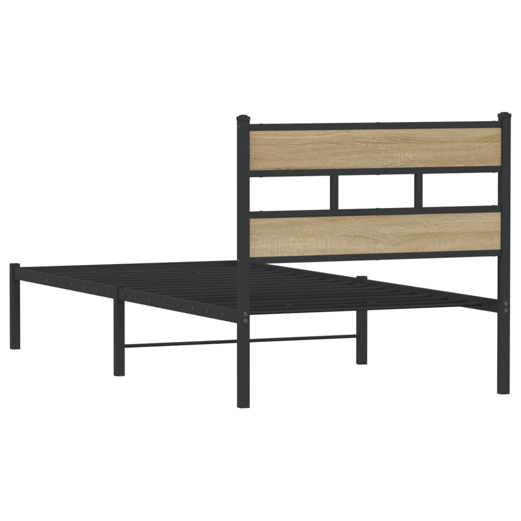Estructura de cama sin colchón metal roble Sonoma 90x190 cm - Vetonek