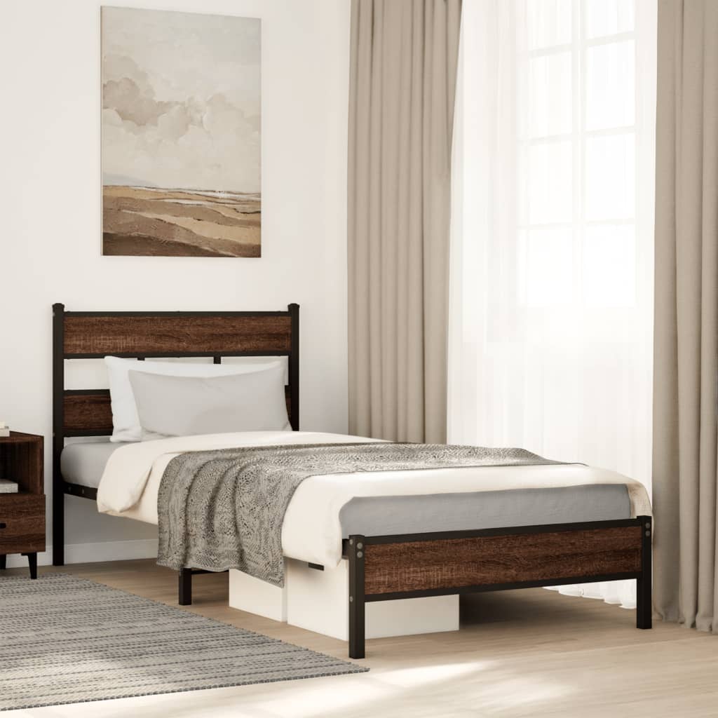 Vetonek Estructura de cama sin colchón madera marrón roble 90x190 cm