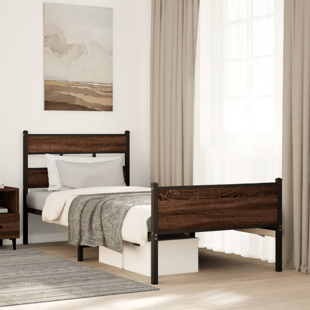 Vetonek Estructura de cama sin colchón madera marrón roble 100x190 cm