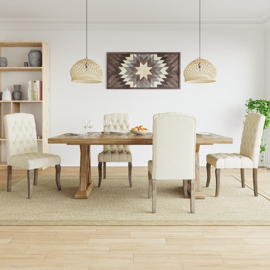 Vetonek Sillas de comedor 4 unidades tela con apariencia de lino beige