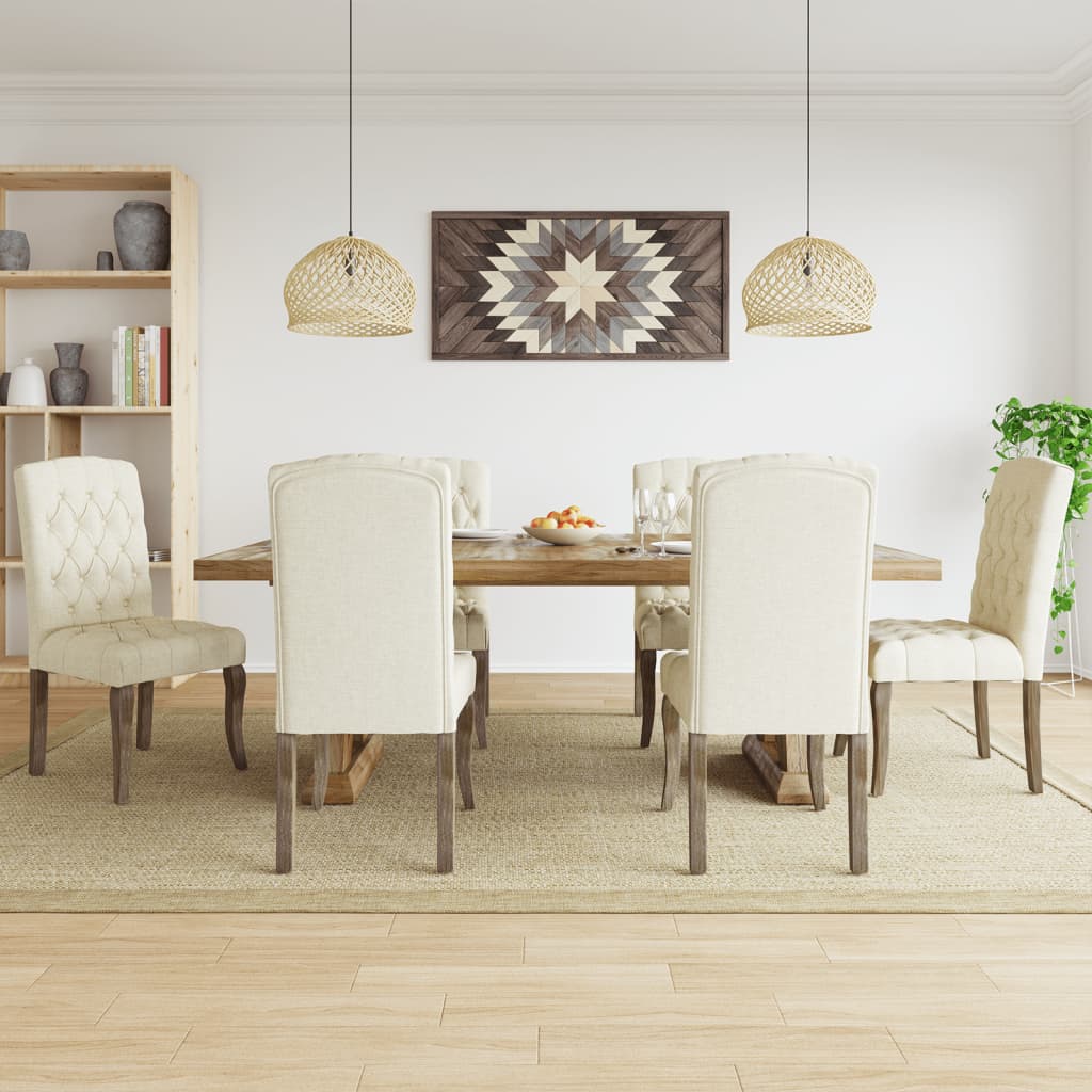 Vetonek Sillas de comedor 6 unidades tela con apariencia de lino beige