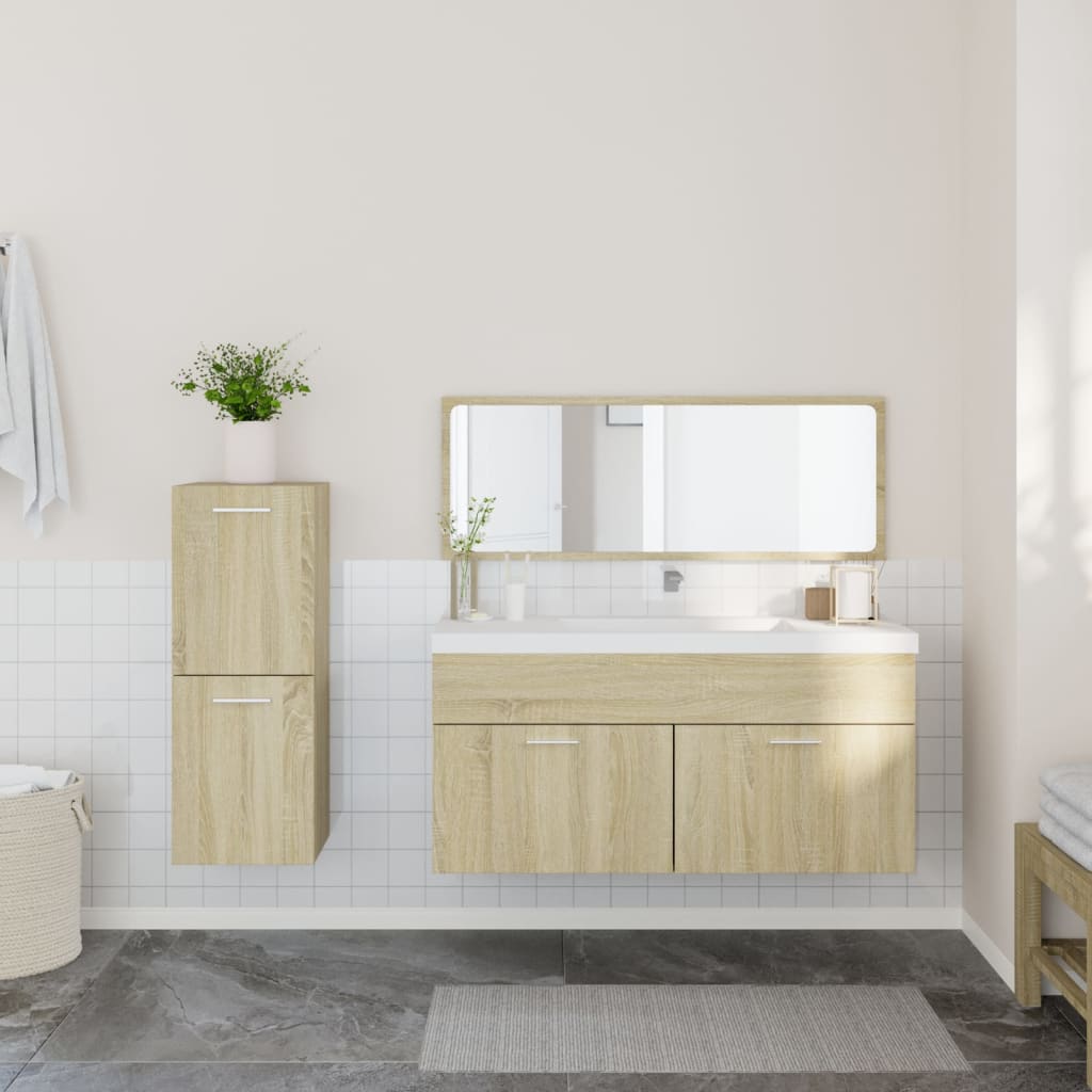 Ensemble de meubles de salle de bain 3 pcs en bois en bois roble sonoma