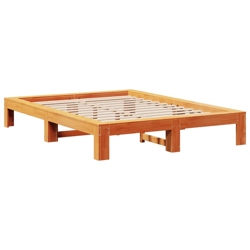 Estructura de cama sin colchón madera maciza marrón 135x190 cm v1880 - Vetonek