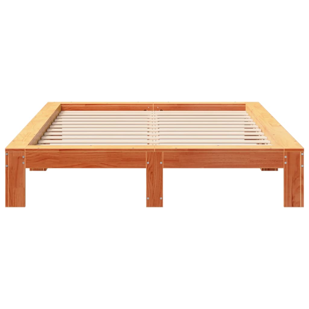 Estructura de cama sin colchón madera maciza marrón 135x190 cm v1880 - Vetonek