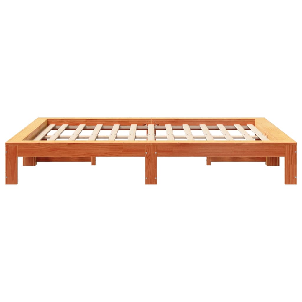 Estructura de cama sin colchón madera maciza marrón 135x190 cm v1880 - Vetonek