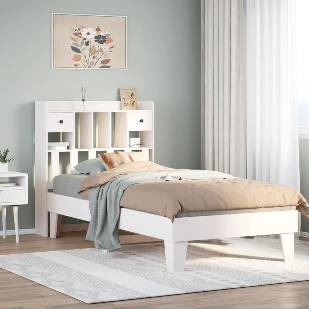 Vetonek Estructura cama sin colchón madera maciza pino blanca 100x200cm