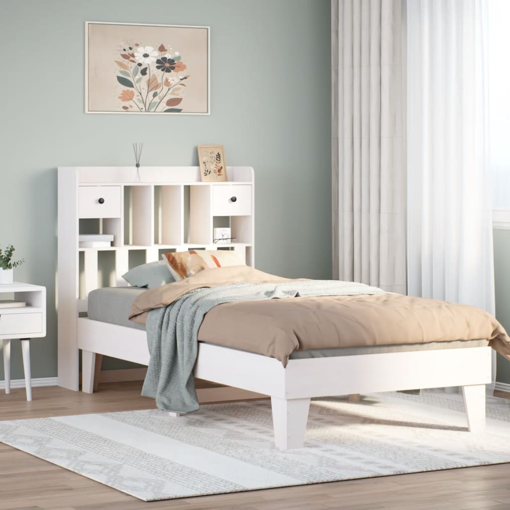 Vetonek Estructura de cama sin colchón madera de pino blanca 90x200 cm