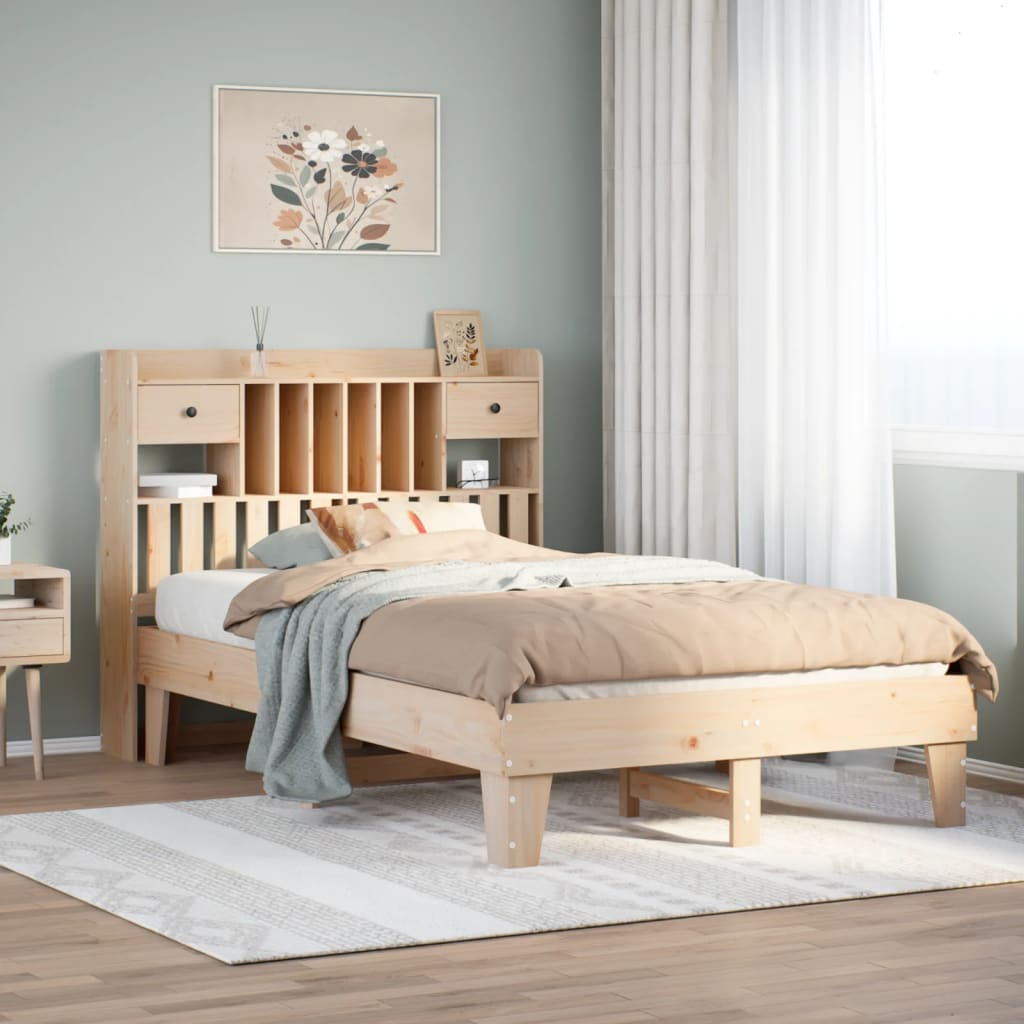 Vetonek Estructura de cama sin colchón madera maciza de pino 135x190 cm