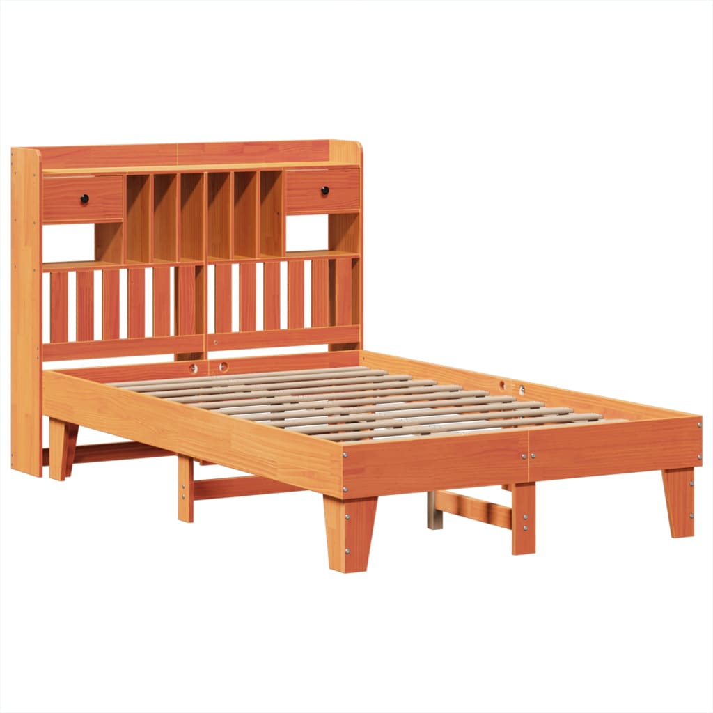 Estructura de cama sin colchón madera maciza marrón 135x190 cm v2993 - Vetonek
