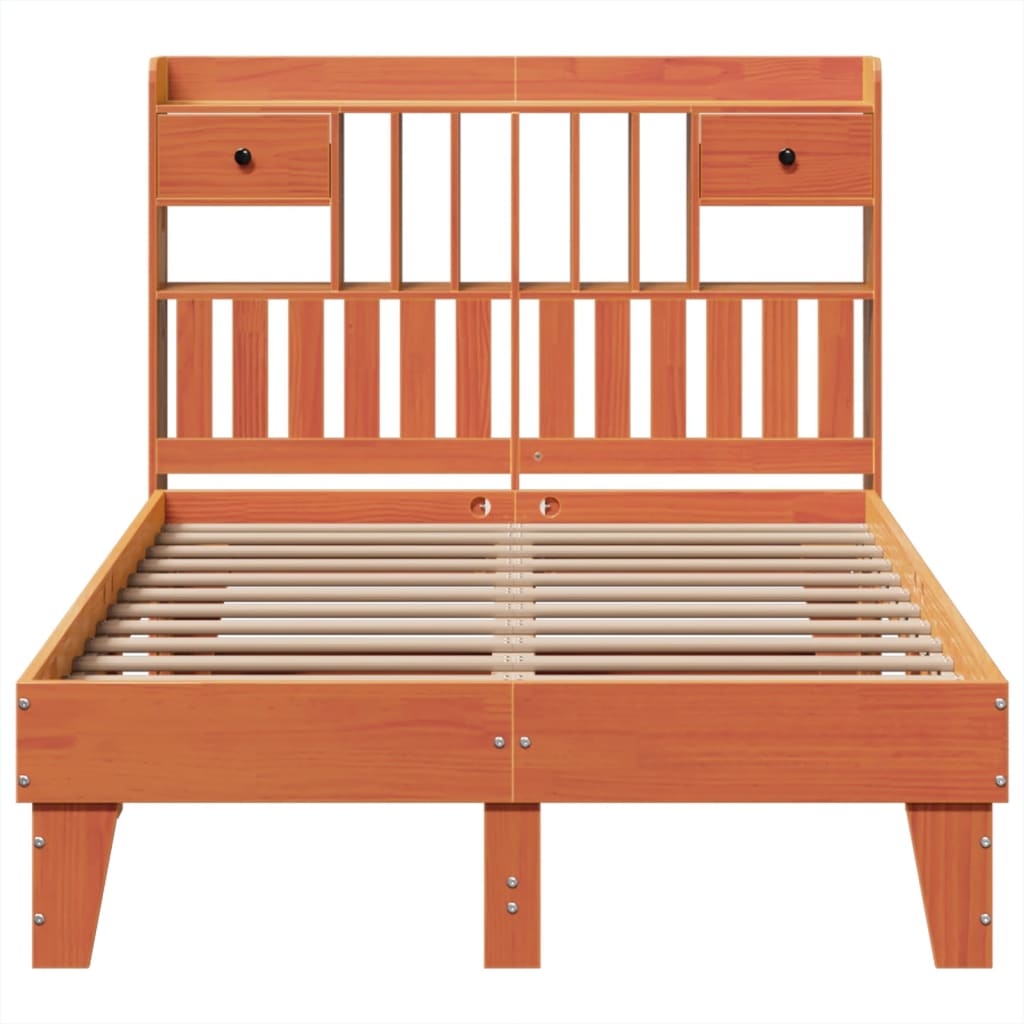 Estructura de cama sin colchón madera maciza marrón 135x190 cm v2993 - Vetonek