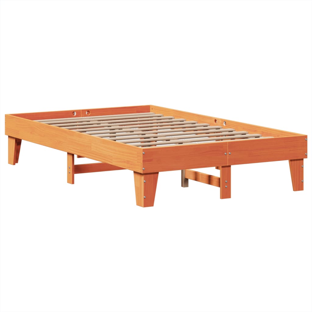 Estructura de cama sin colchón madera maciza marrón 135x190 cm v2993 - Vetonek