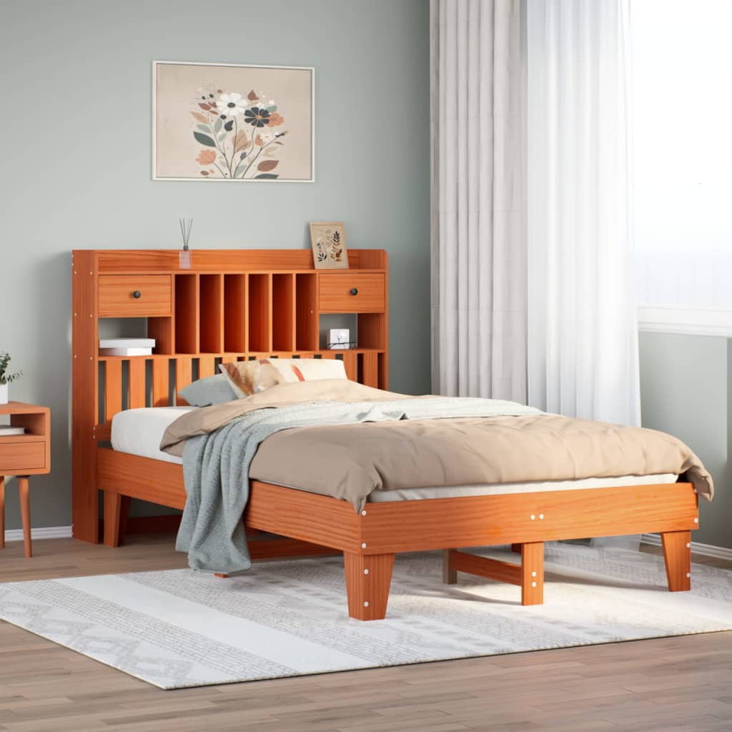 Estructura de cama sin colchón madera maciza marrón 135x190 cm v2993 Vetonek