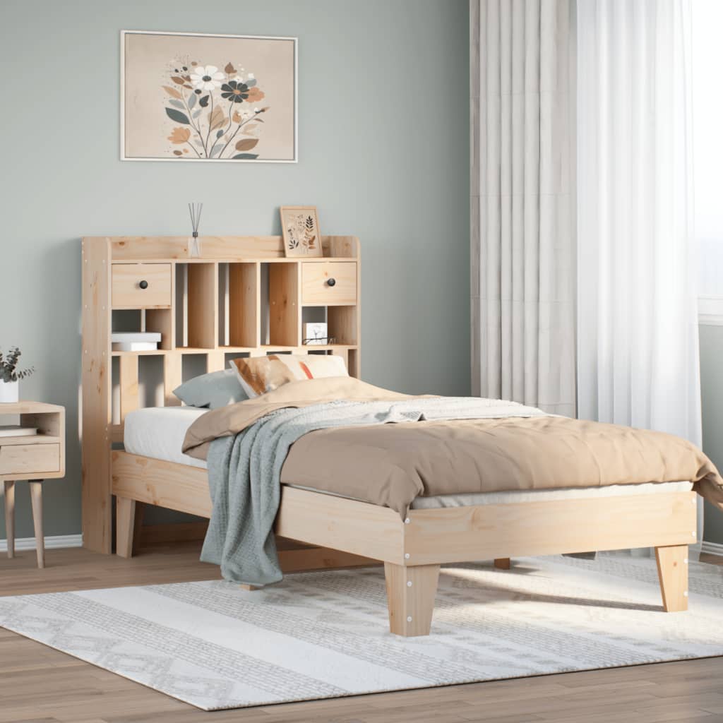 Vetonek Estructura de cama sin colchón madera maciza de pino 90x190 cm