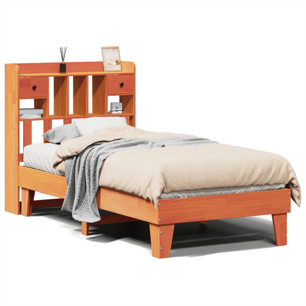 Vetonek Estructura de cama sin colchón madera maciza marrón 90x190 cm
