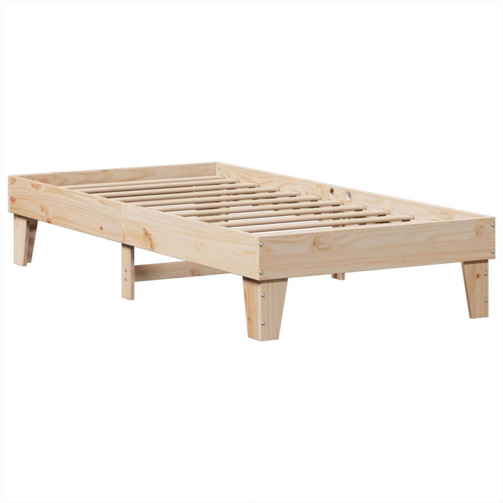 Estructura de cama sin colchón madera maciza pino 75x190 cm v3068 - Vetonek