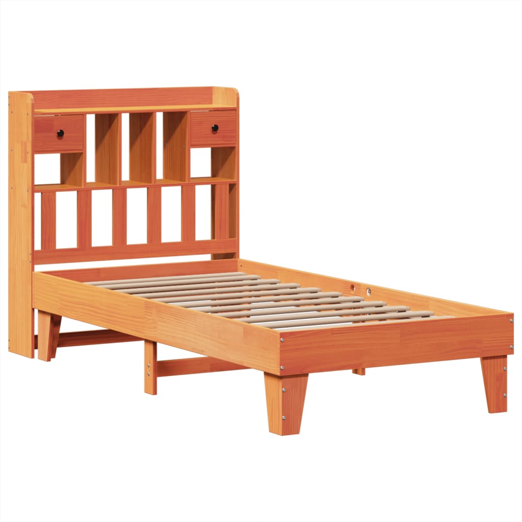 Estructura de cama sin colchón madera maciza marrón 75x190 cm v3082 - Vetonek